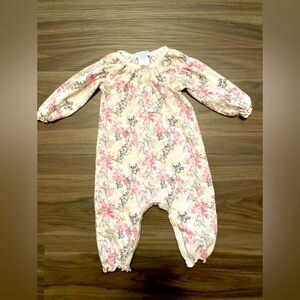 Feather BabyFloral Pink and Cream Kids Footie size 0/3M